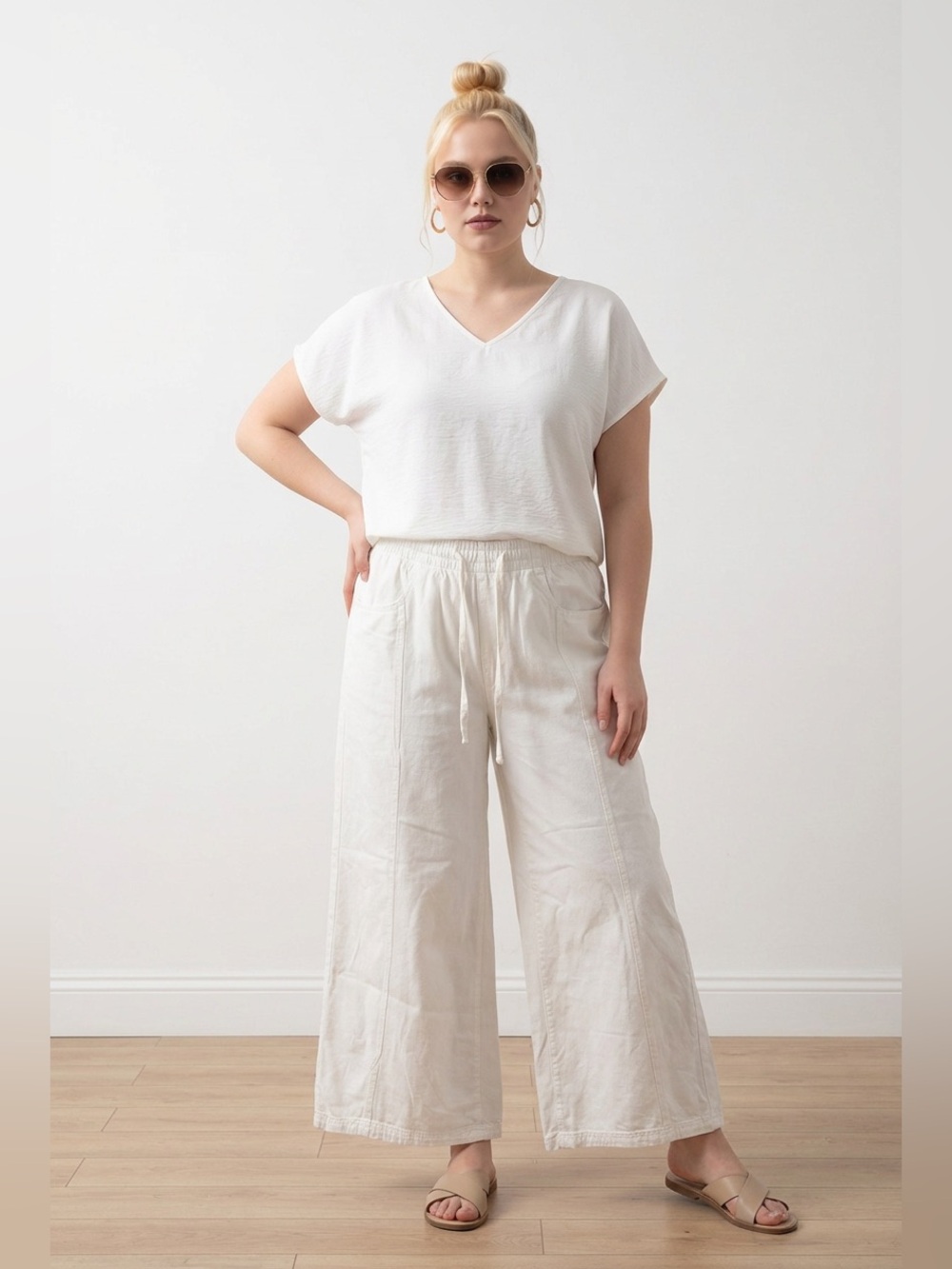 Universal Thread White Wide-Leg Pants | Size L